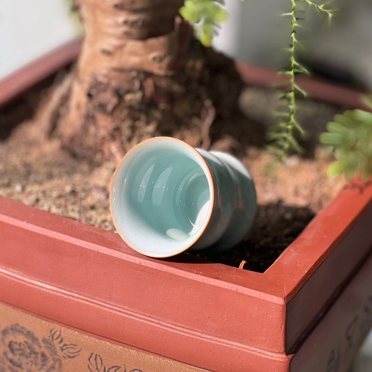 【河南汝州原產地】原礦天青釉竹節杯80CC