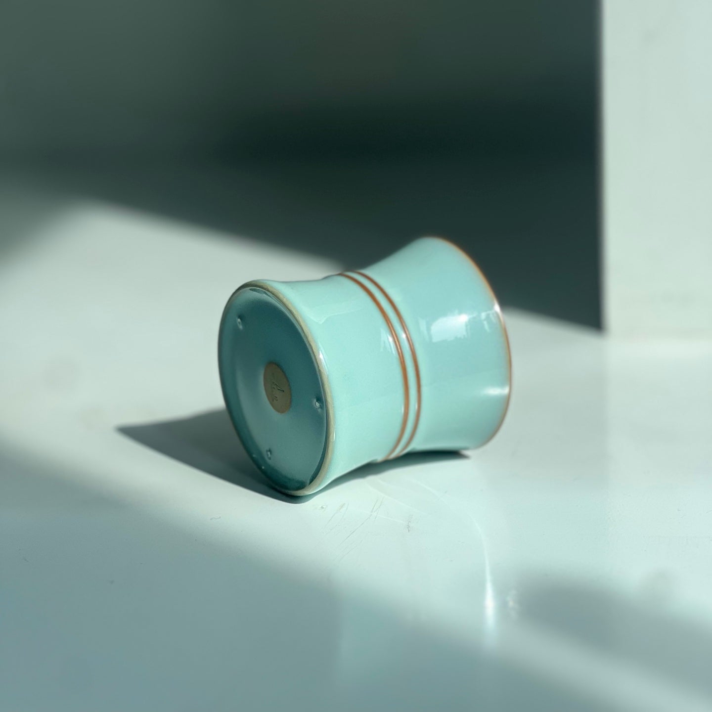 【河南汝州原產地】原礦天青釉雙線束腰杯90CC