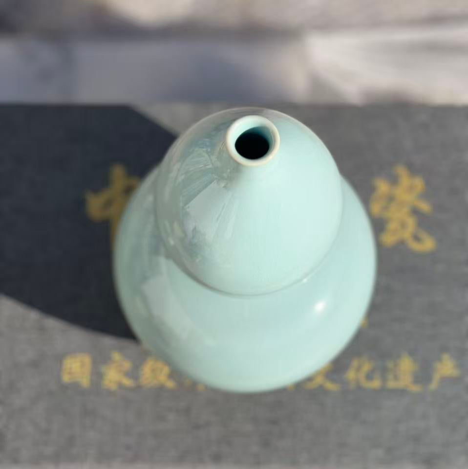 【河南汝州原產地】原礦天青釉經典福祿瓶