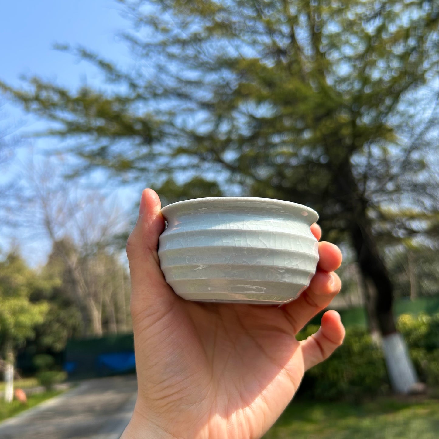 【河南汝州原產地】原礦月白釉旋紋杯70CC