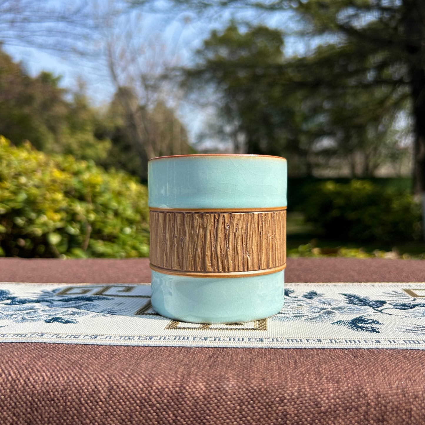 【河南汝州原產地】原礦天青釉重工跳刀直口杯150CC