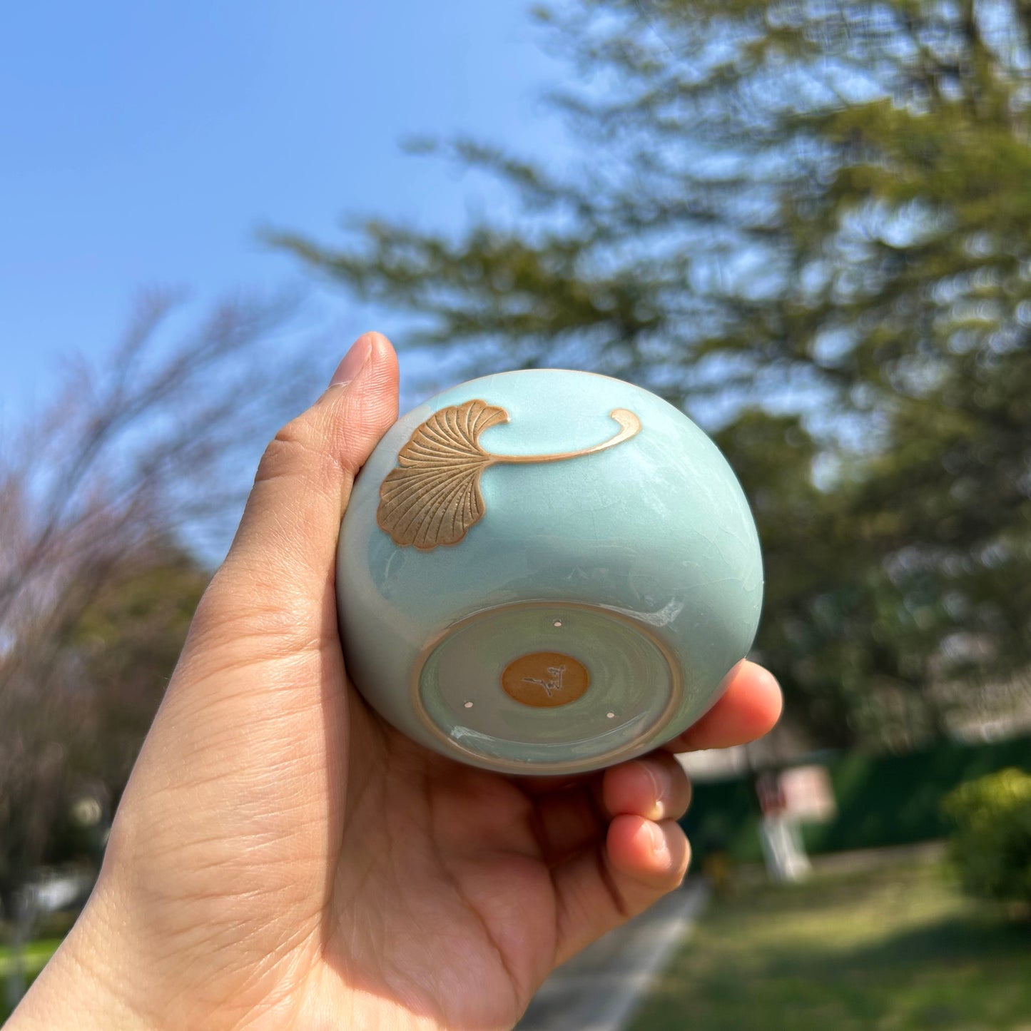 【河南汝州原產地】原礦天青釉銀杏羅漢杯90CC