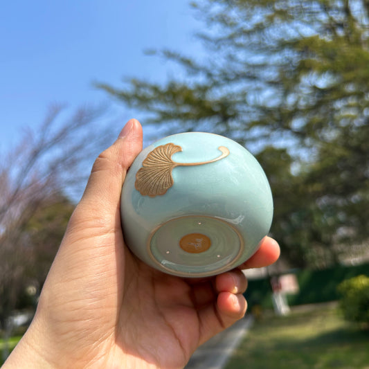 【河南汝州原產地】原礦天青釉銀杏羅漢杯60CC