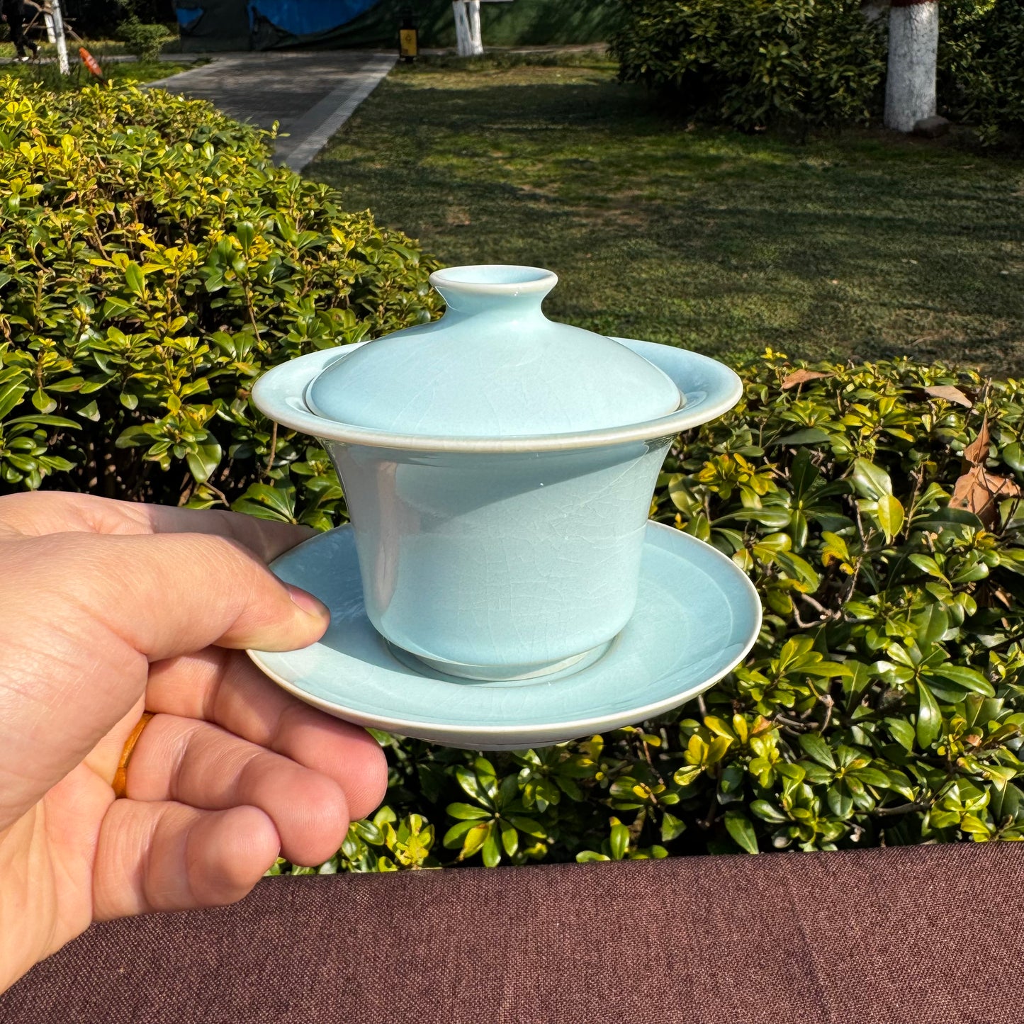 【河南汝州原產地】原礦天青釉小號三才馬蹄蓋碗120CC