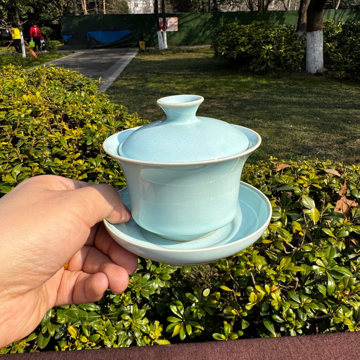 【河南汝州原產地】原礦天青釉大號三才馬蹄蓋碗150CC