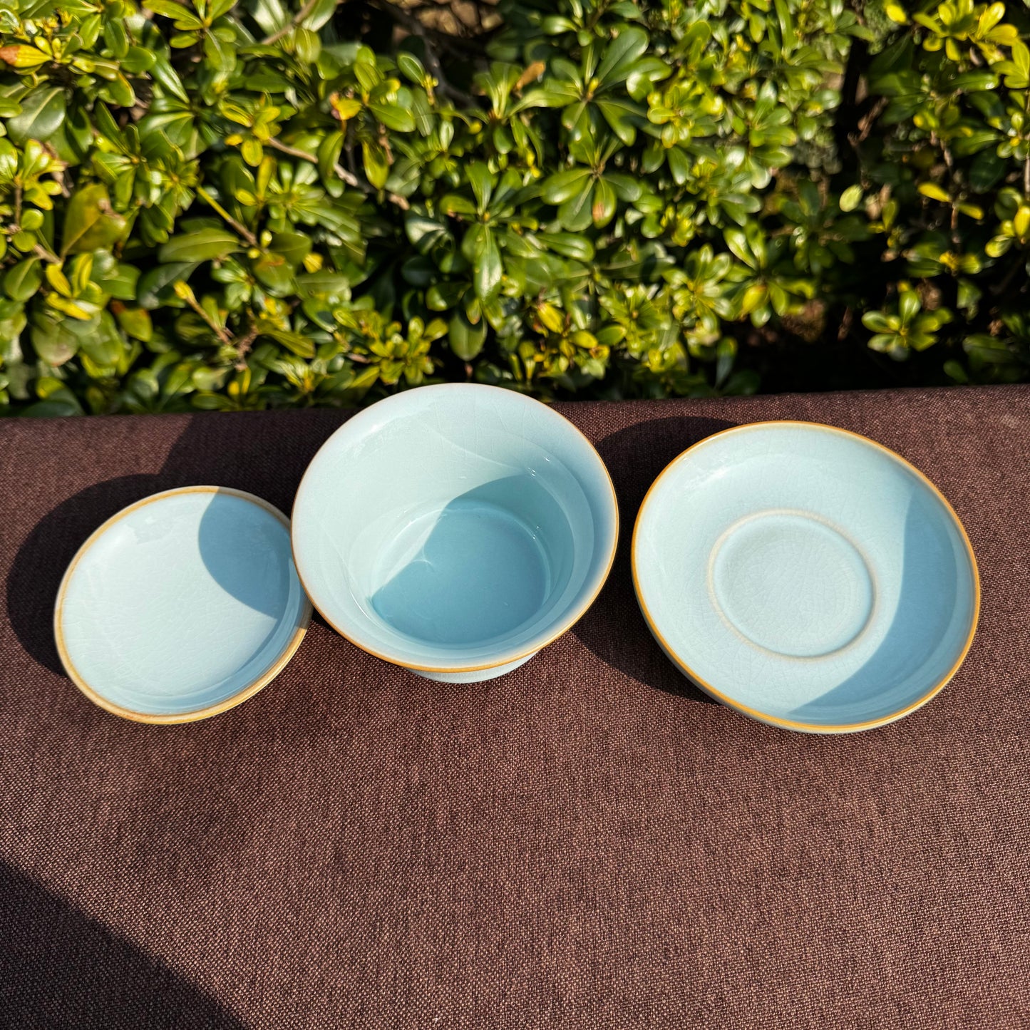 【河南汝州原產地】原礦天青釉大號金邊三才元寶蓋碗150CC