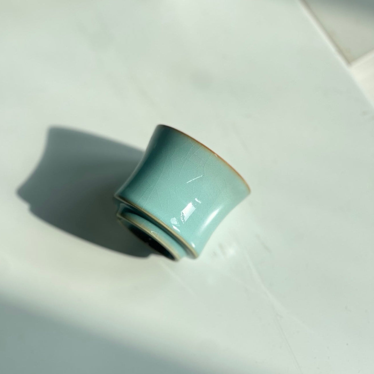 【河南汝州原產地】原礦天青釉束腰杯70CC