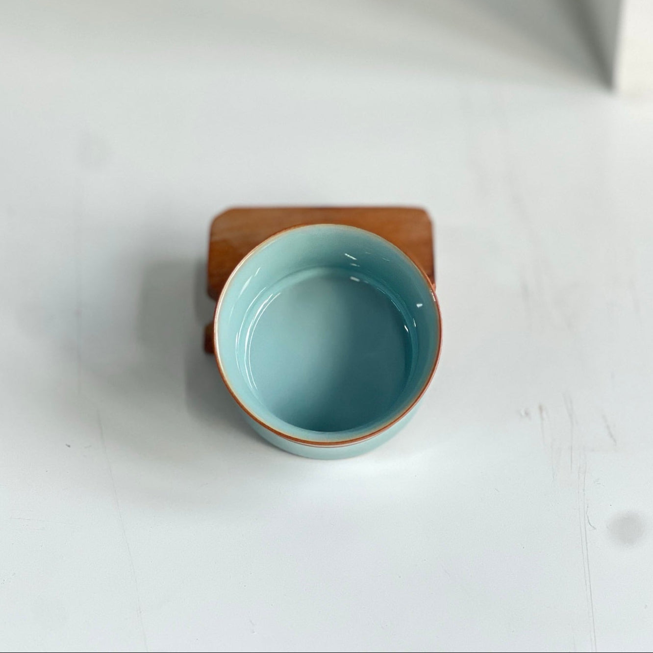 【河南汝州原產地】原礦天青釉雙線束腰杯80CC