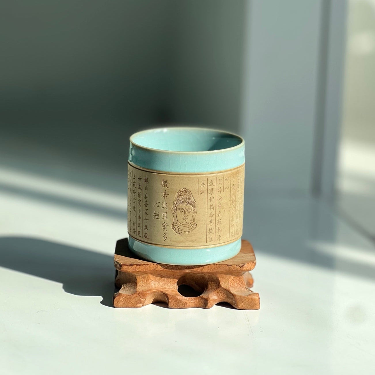【河南汝州原產地】原礦天青釉心經直口杯120CC
