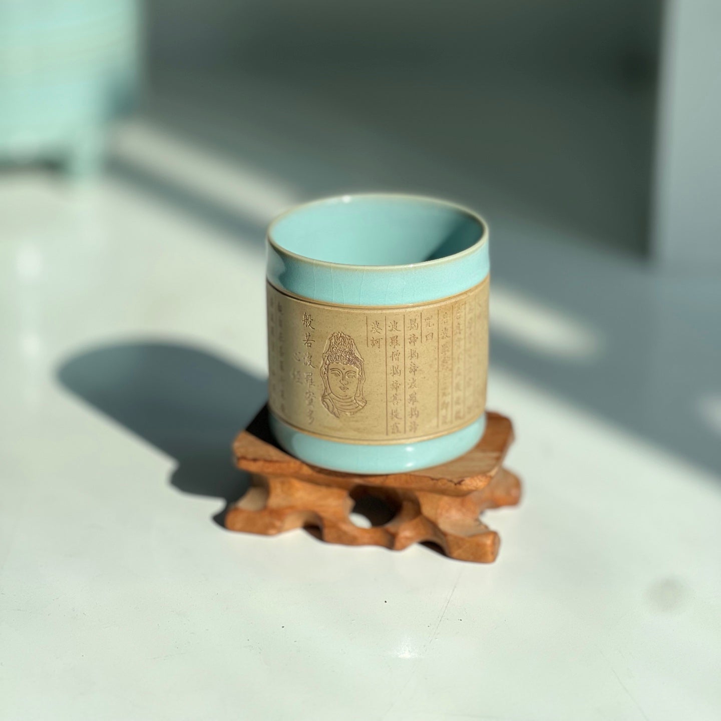 【河南汝州原產地】原礦天青釉心經直口杯120CC